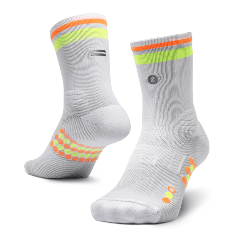 shyu racing half crew socks white lime mango