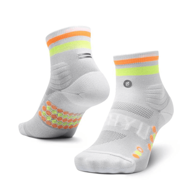 shyu racing quarter crew socks white lime mango